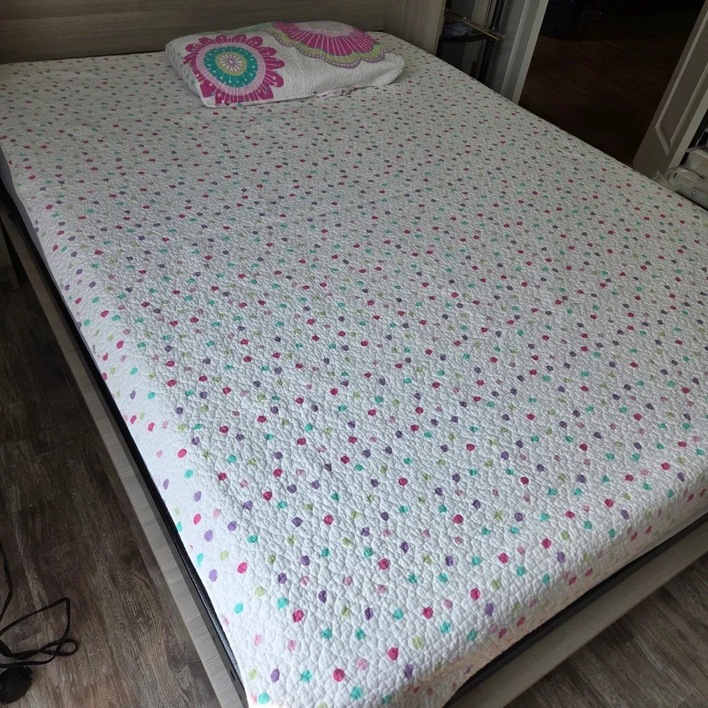 Cynthia Rowley Sophia Twin Quilt 2Pc Set Pink Turquoise Floral Polka Dot Boho